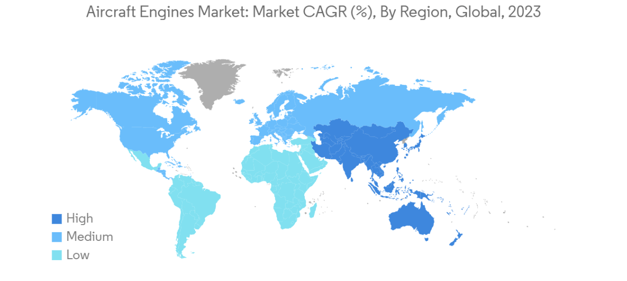 Aircraft Engines Market Trends Aircraft Engines Market: Market CAGR (%), By Region, Global, 2023